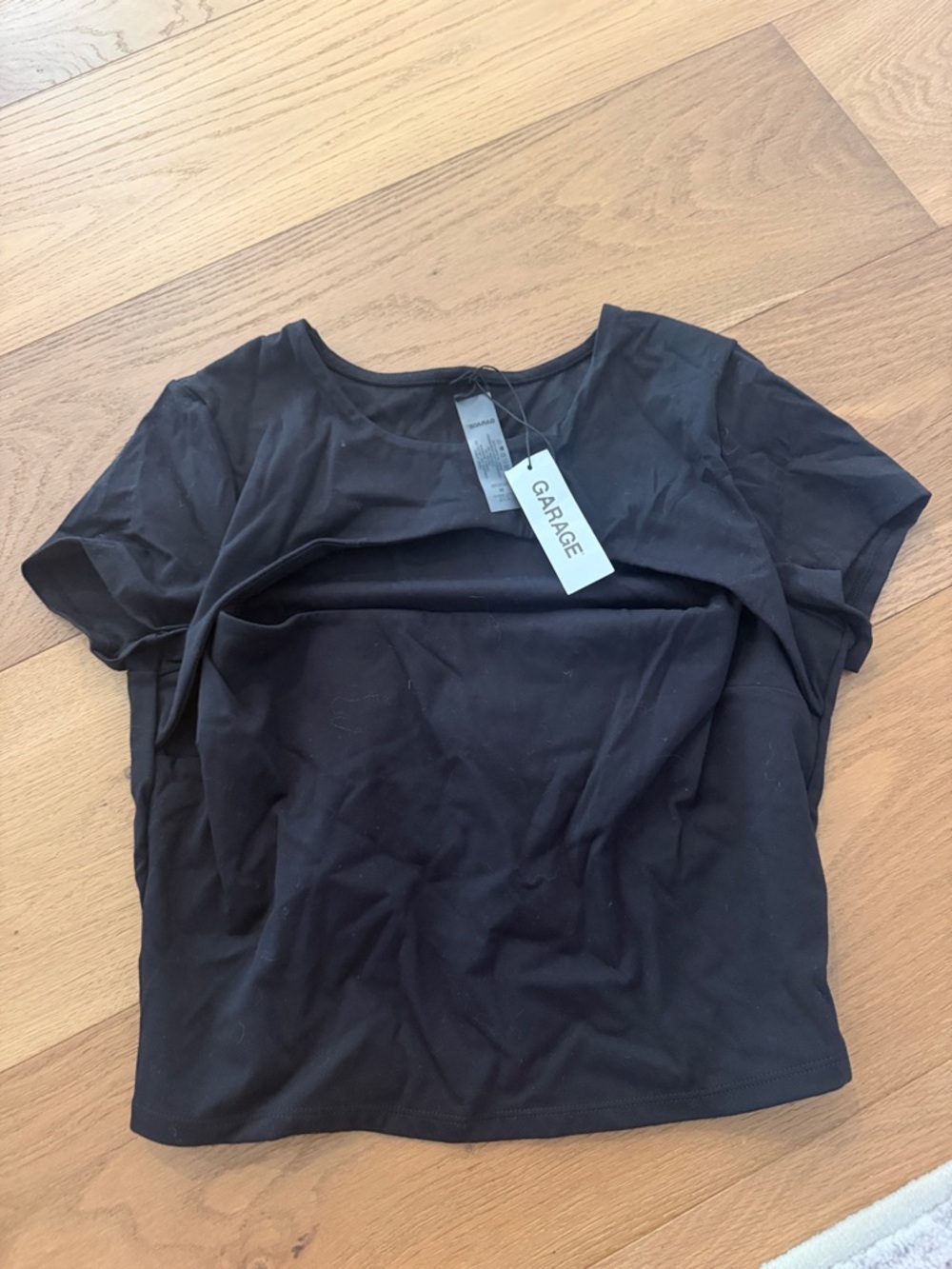 Garage Black Short Sleeve Crop Tee